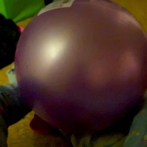 It’s a purple ball it’s very bouncy And very fun to play with